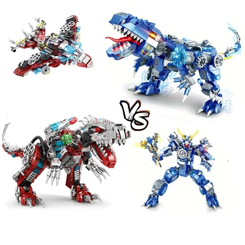 2 IN 1 Jurassic Mechanische Indominus Rex Dinosaurier Welt Modell Bausteine Stadt Kämpfer Dino Park Ziegel Kinder Spielzeug