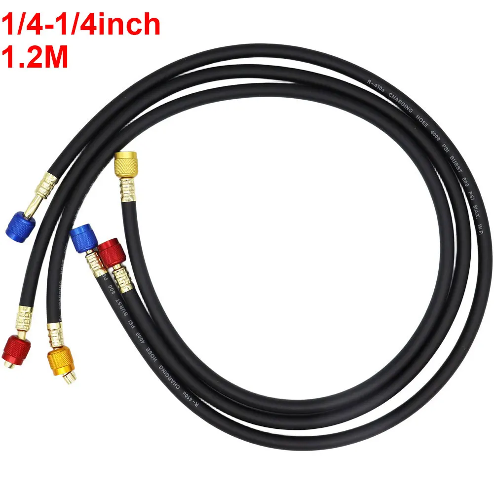 1M-1/4-5/16/1,2M-1/4-1/4" Шланг для зарядки охлаждающей жидкости высокого давления для R134a и разъемов R22 Измерение 1/4 дюйма или 5/16 дюймов