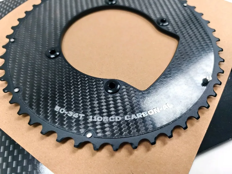 RACEDUEL 110BCD Carbon Crankset 11/12 Speed Double Chainring for Shimano R7000 R8000 R9100 R9200 50-34T/52-36T/53-39T/54-40T