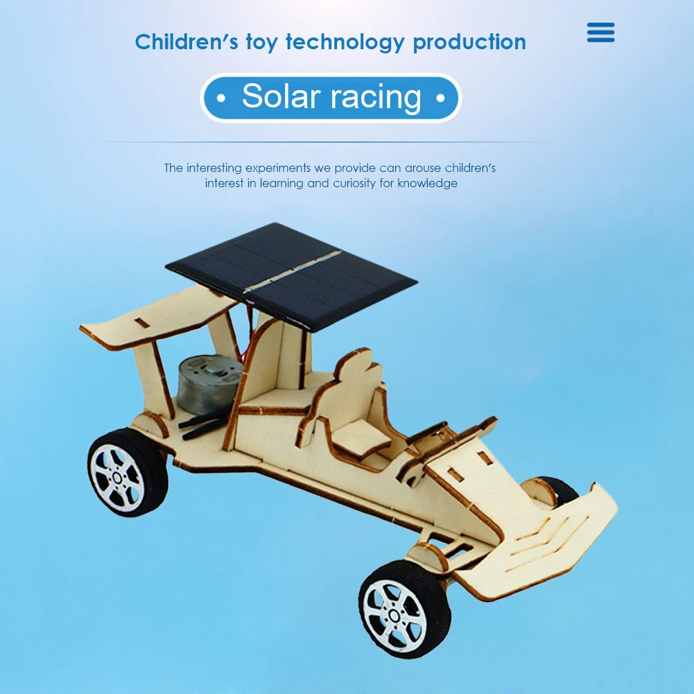 Wood Solar Car Model Kit Primary School Small Production Invention Assembly Toys School Projects Teaching Educational Equipment