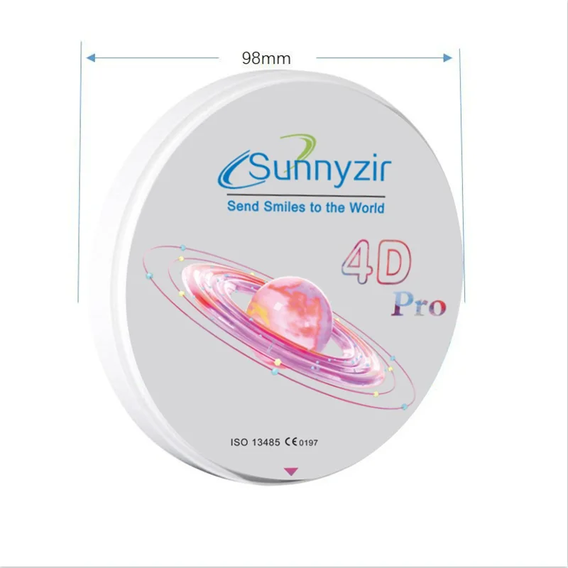 Sunnyzir bloco cerâmico de alta qualidade 4d pro multicamadas 98*18mm sistema aberto bloco de zircônio dental cad/cam fresadora de 5 eixos