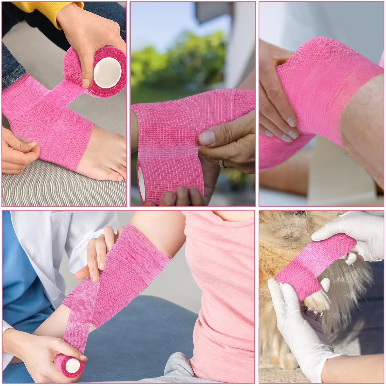 48/24/12/6/3 Pink Tattoo Grip Bandage Cover Wraps Tapes Nonwoven Waterproof Self Adhesive Finger Protection Tattoo Accessories