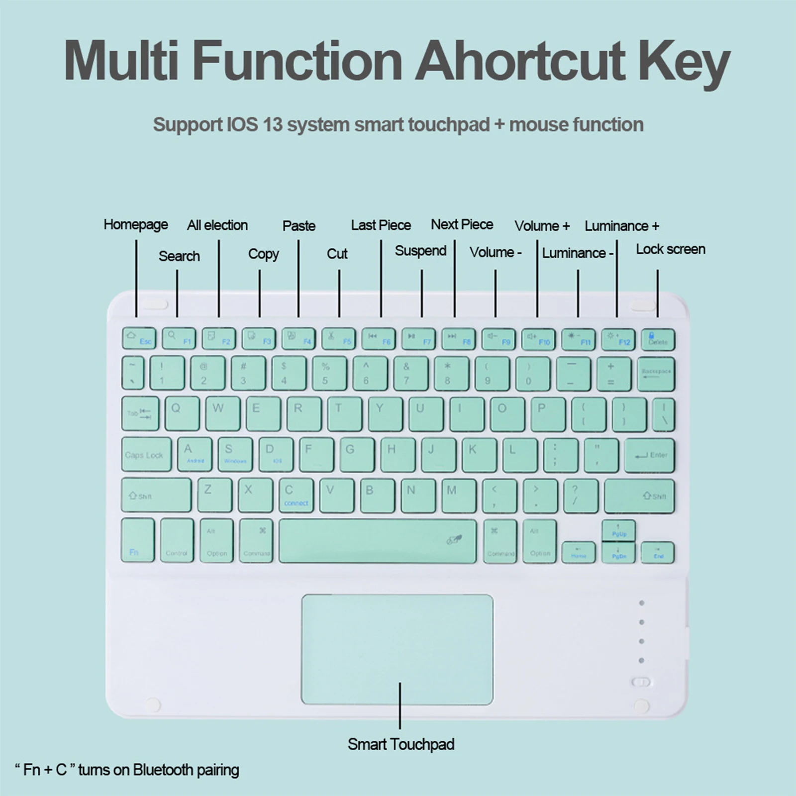 Teclado e Mouse Recarregável Sem Fio Bluetooth, Teclado para Tablet para Android IOS Windows Phone, iPad Air 5 4 Pro 11