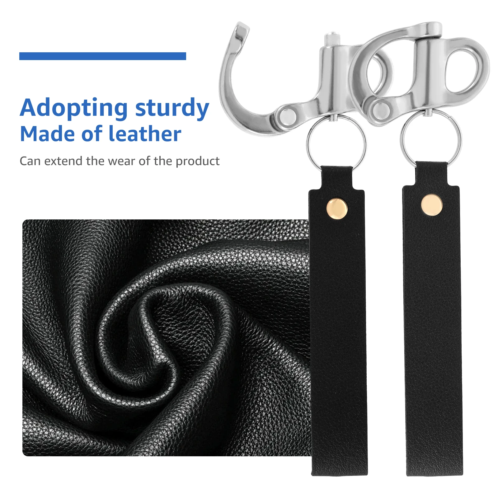 4Pcs Quick Release Shackle Stainless Steel Fixed Snap Shackle Lanyard Rustproof Firefighter Quick Release Shackle Strong Load