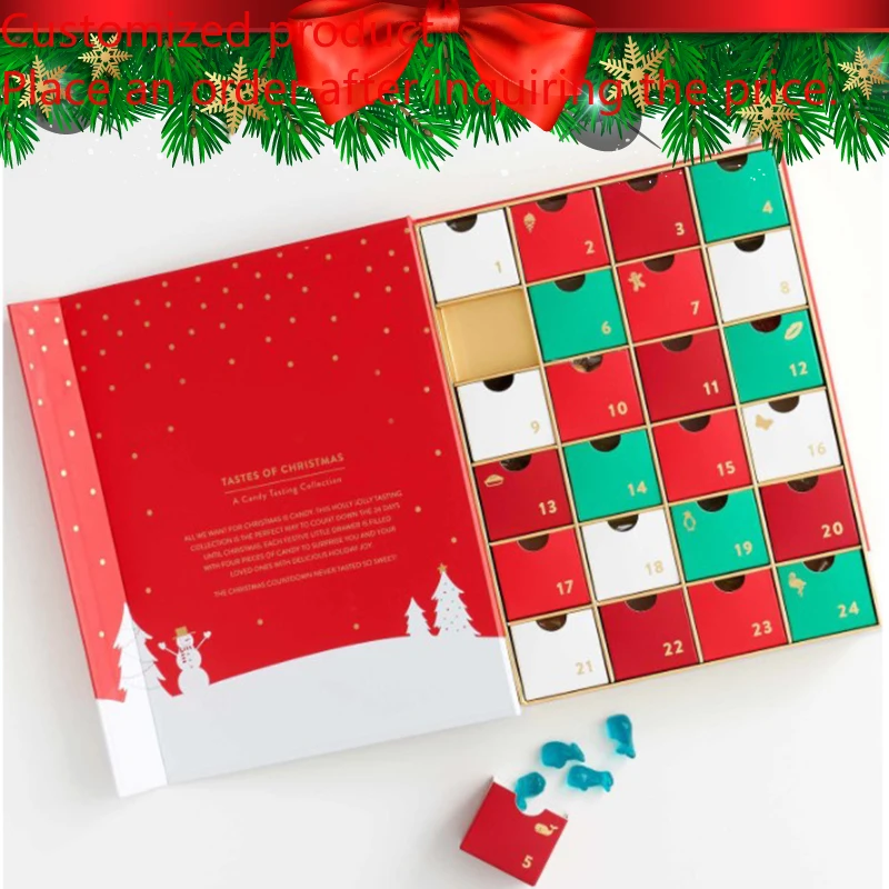 Personalización. Personalización. Recycle Caja de regalo de papel de cartón decorativa Calendarios de Adviento de belleza personalizados para Navidad