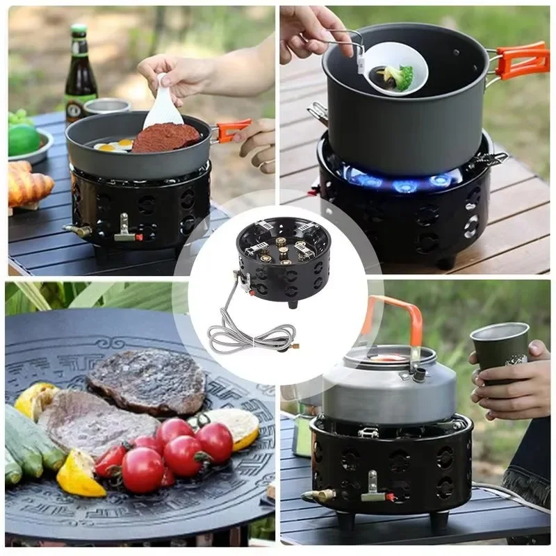 19800W 7-rdzeniowa kuchenka kempingowa Outdoor Camping Burner Kuchenka gazowa Turystyczny palnik gazowy Wiatroodporny palnik do wฤdkowania na