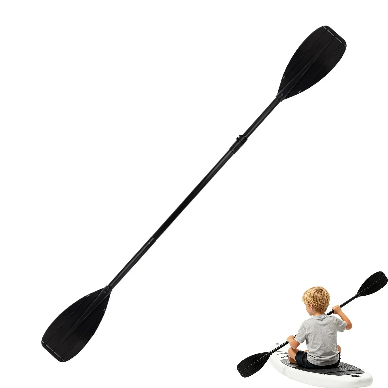 Carbonfaser-Paddel, 2-teilig, leichtes Doppelkopf-Paddel für Paddleboard, Kajak, Angeln, für Kinder, Rudern, Touren, See, Fluss, Meer - Black