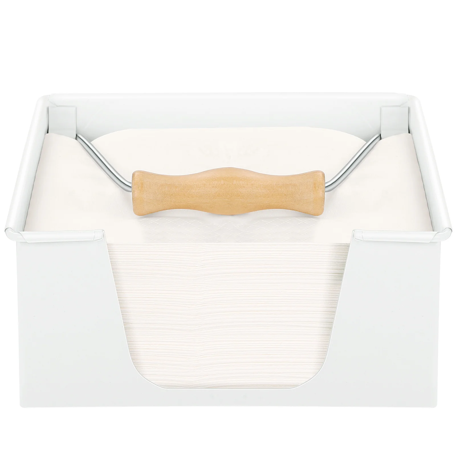 

Countertop Tissue Holder Napkin Dispenser Iron Wood Kitchen Table Storage Practical Design