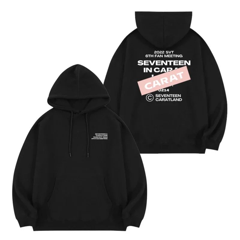 

Korean Style Cotton Women Hoodies Letters Printed Fleece Black Hooded Pullover Long Sleeve Sweatshirt Men Women Clothing