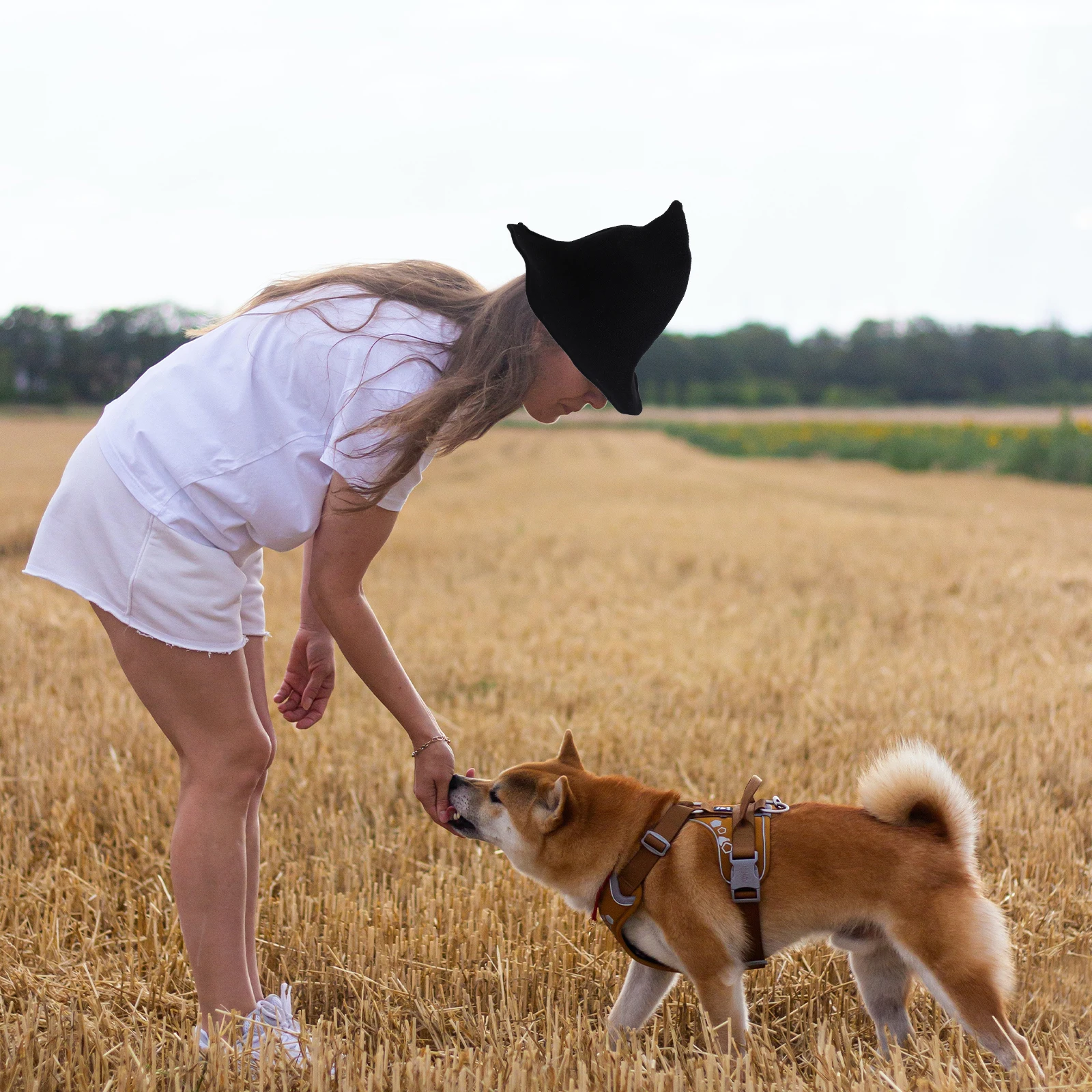 

Halloween Witch Hat Black Woolen Thickened L 58 60cm Comfortable Cosplay nament Elegant Style Photo Prop Stage Performance