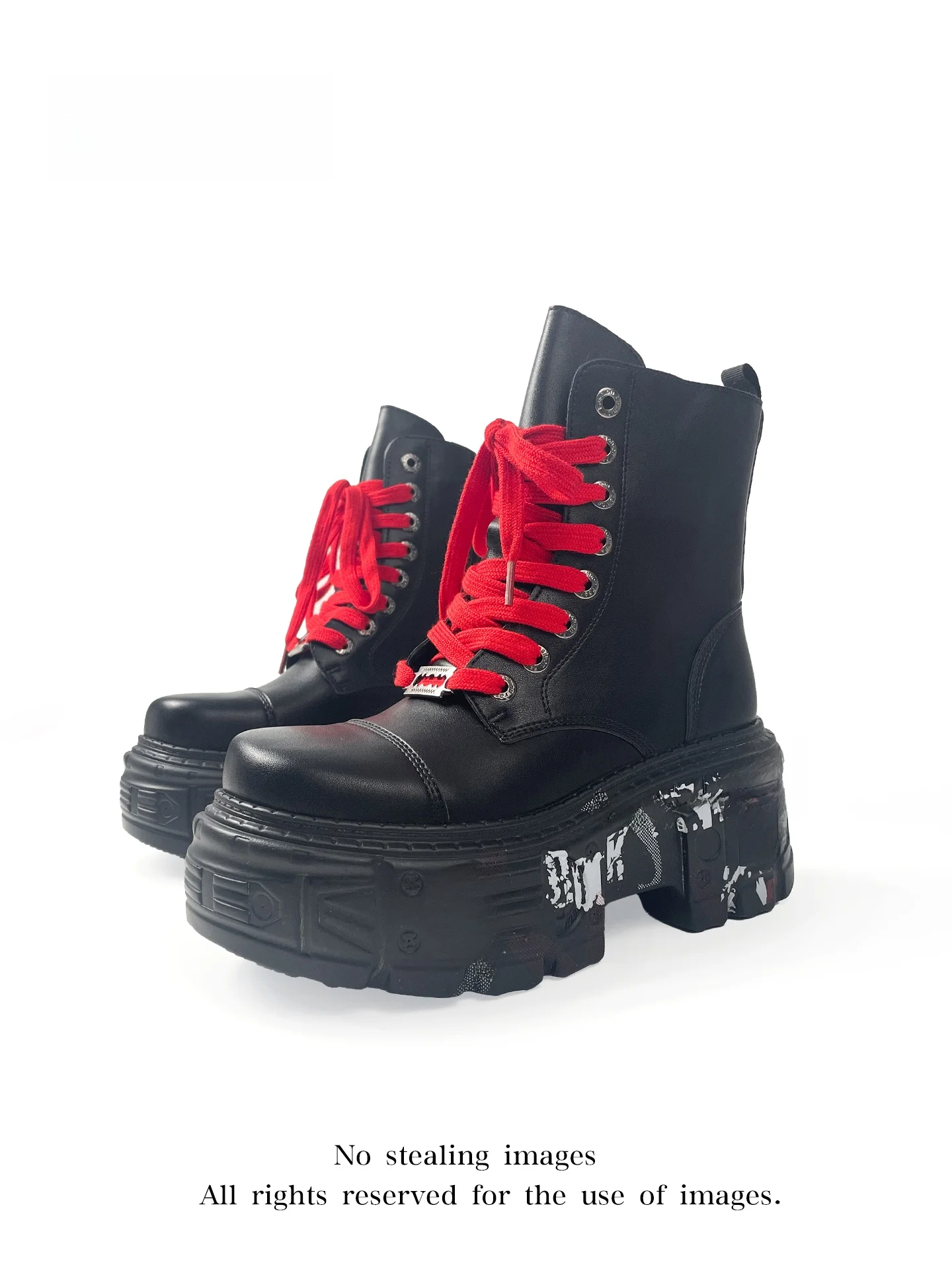 

MIbvias Mid-Calf Boots Graffiti Thick Bottom Platform Punk Style Unisex Shoes for Heightening And Comfort in Winter