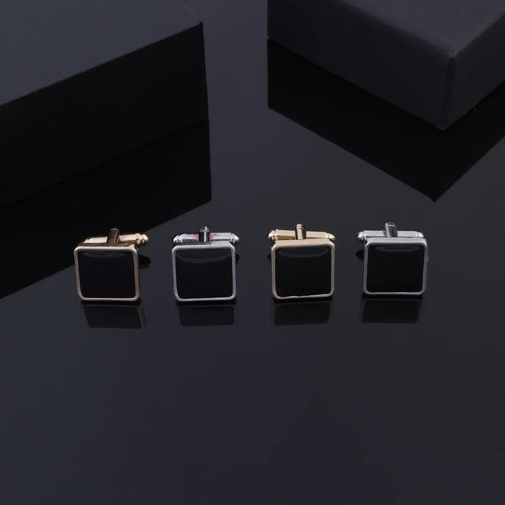 French Square Shaped Cufflinks Fashion Men\'s Business Banquet Suit Shirt Cuffs Buttons Luxury Wedding Cuff Links Gifts 2024