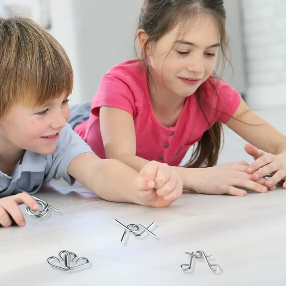 3Pcs/Set Metal Montessori Puzzle Toys Wire Mind Brain Teaser Puzzles Children Adults Interactive Reliever Educational Toys Gift