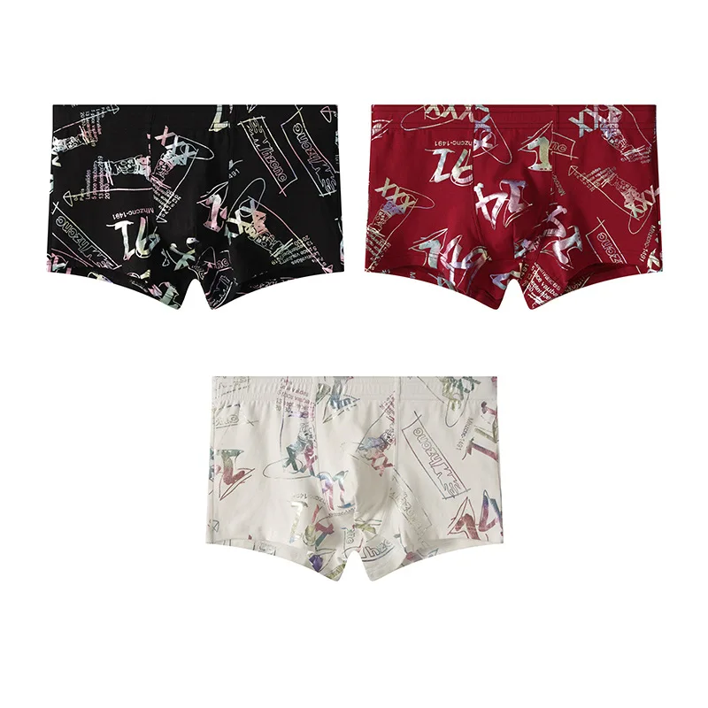 

Новые мужские трусы-боксеры из хлопка с принтом, средняя посадка, большие размеры, дышащие, мужские шорты-боксеры, мужское нижнее белье