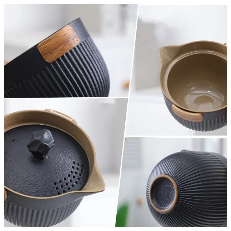 Gradient Travel Teaware Sets Portable Outdoor Camping Ceramic Kung Fu Tea Making Tools Car Teapot Teacup Holiday Gift