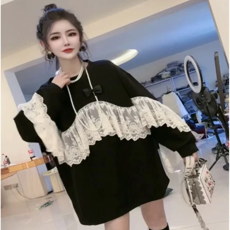 

Fashionable Temperament Autumn New Korean Version Loose Slimming Ruffle Edge Color Blocked Stunning Top Versatile