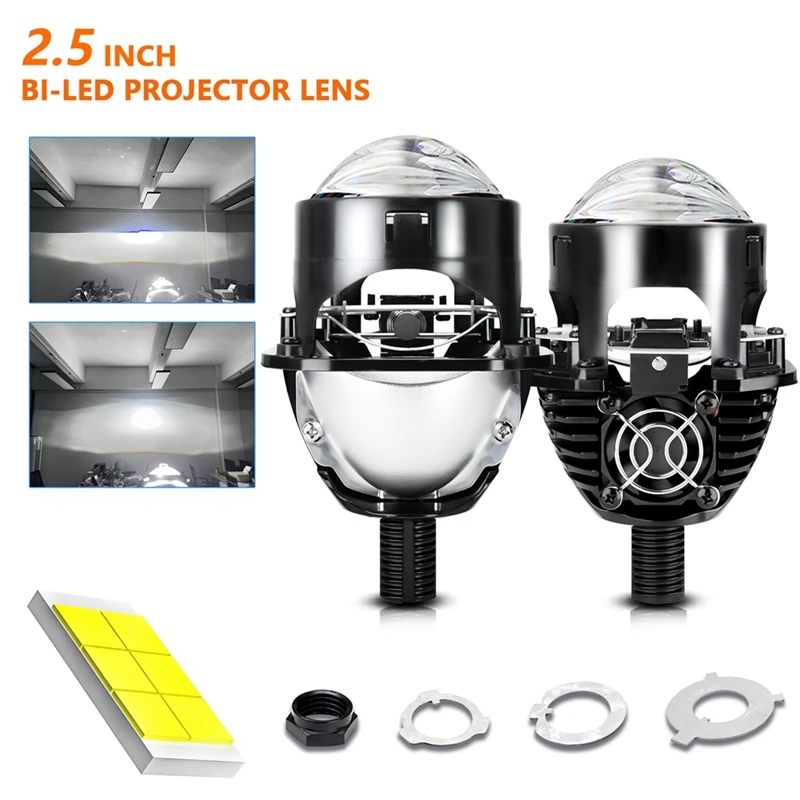 

2.5 Inch Bi Led Projector Lens For H4 H7 9005 9006 Led Lenses Car Headlight Bulbs 8000LM 6000K White With Hi/Lo Beam LHD