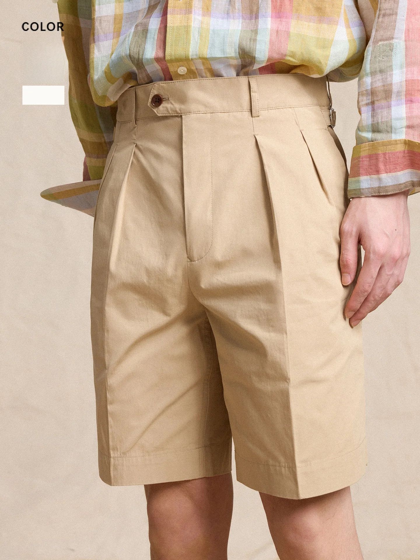 CULTUM High Waist Bermuda Shorts Men's Casual Ivy Washed Cotton 100% Youthful Summer Fashion Straight Leg Knee-Length