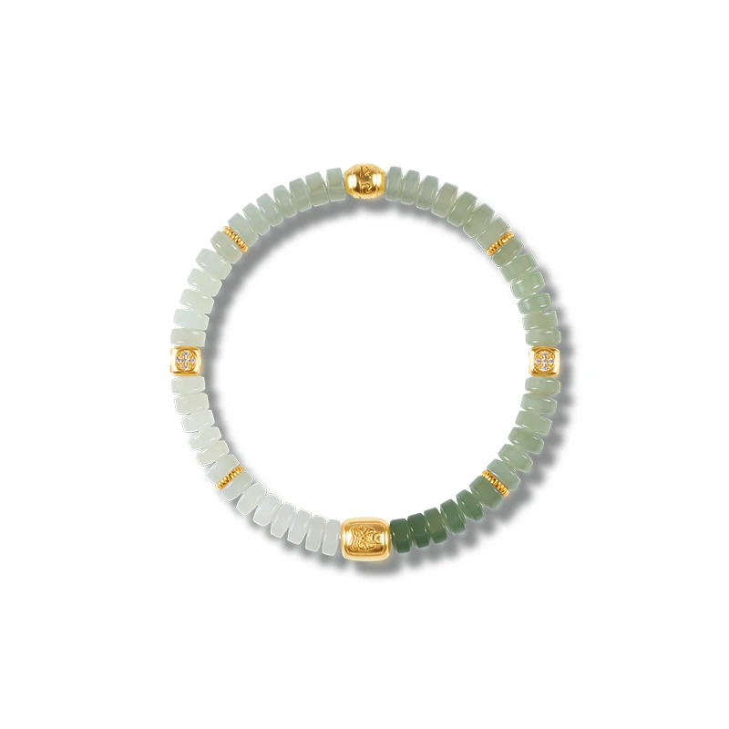 

Лечебный браслет для медитации, натуральный нефрит Хэтянь, 6 мм, бусины прямой огранки, серебро 925 пробы, позолоченный 18 К, градиент, женское богатство, удача
