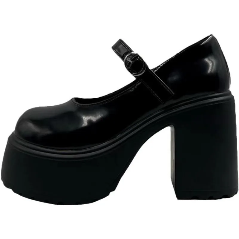 High Heels Mary Janes Shoes Autumn 2024 Patent Leather Heeled Shoes Woman Chunky Platform Ankle Strap Pumps for Women image 6