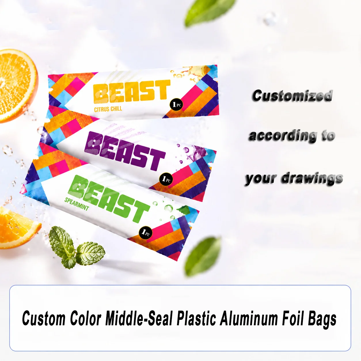 Mini-sachets à fermeture centrale : Sachets colorés en feuille d'aluminium longue et étroite pour thé au lait et poudre de remplacement de repas, sachets de sucre