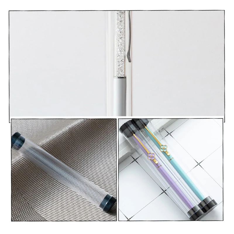 Estuche de lápices acrílico de 13 Uds., caja de regalo de negocios de lujo, caja de bolígrafos transparente cilíndrica, suministros de oficina