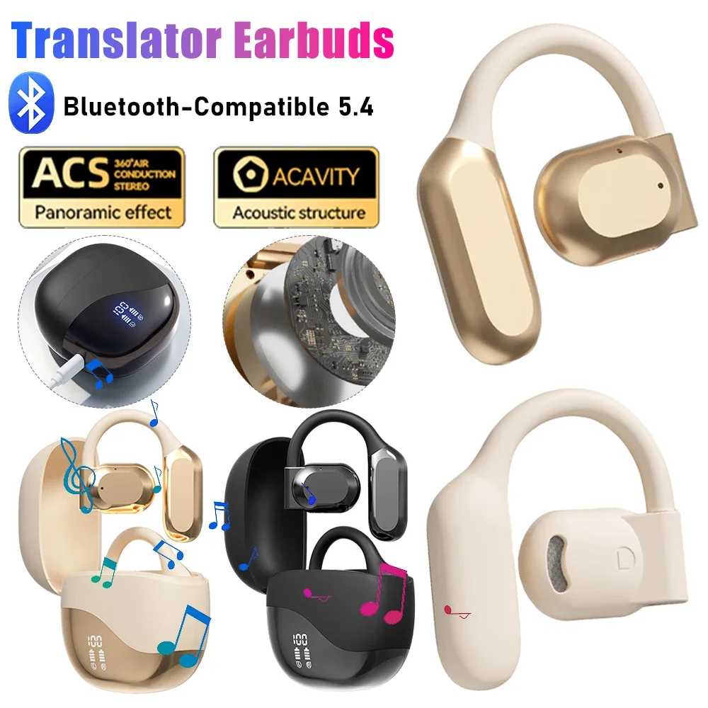 M62 M70 Translator Earbuds Real Time Language Translation Earphone Noise Cancelling Over Ear