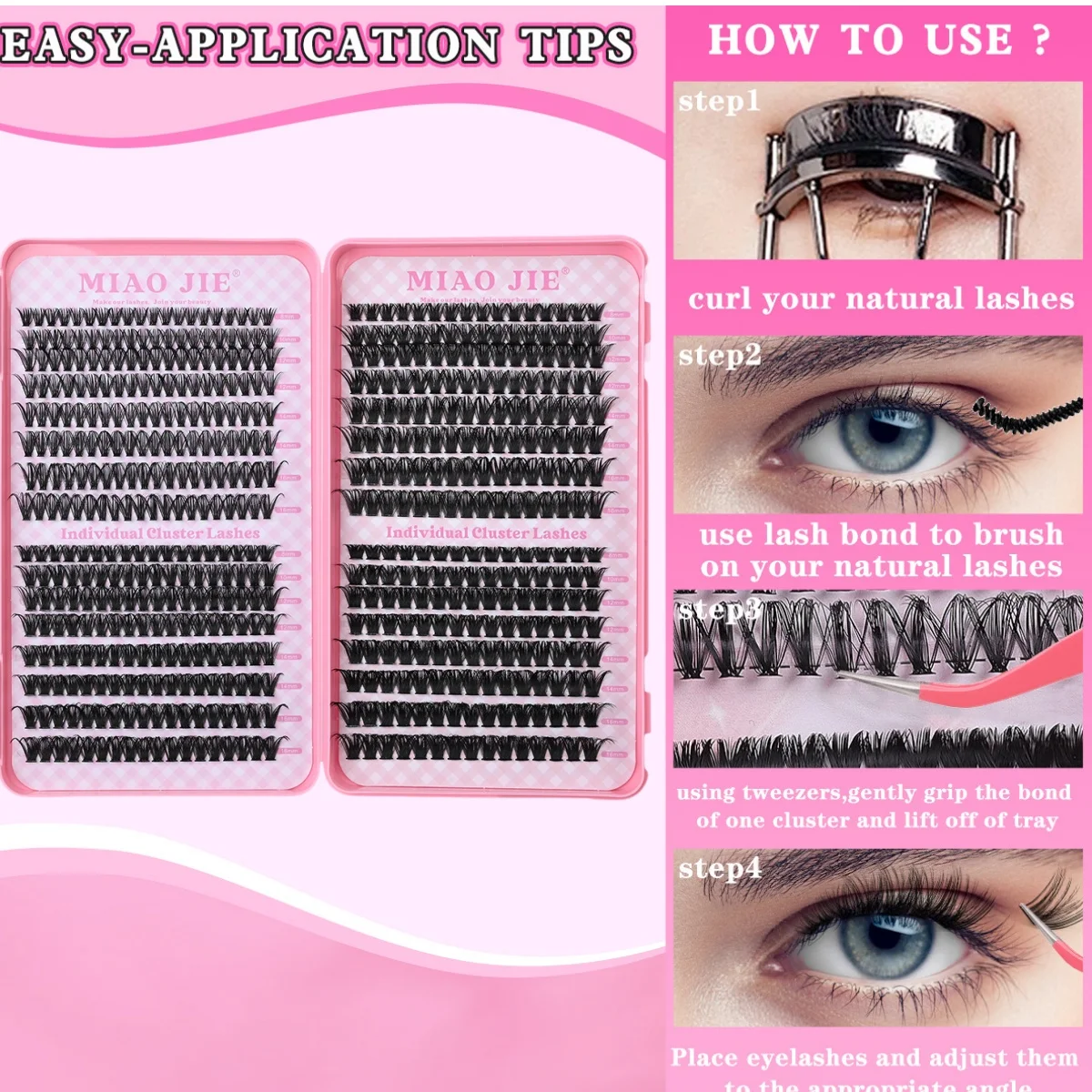 MIAOJIE DIY Lash Extension Kit 720pcs Lash Clusters Individual Eyelashes Kit with Lash Bond and Seal Wispy Natural Mange Lashes image 5