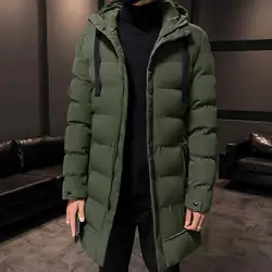 Männer lange Daunen jacken Winter mäntel Chaquetas Kapuze lässig Winter Parkas hochwertige männliche Jacke Baumwolle gepolsterte Parkas Mäntel