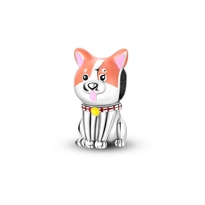 Charms Plata 925 Geometric Cute Corgi Puppy Beads Fit Original 925 Bracelets Charms For Women Jewelry DIY Making Gifts