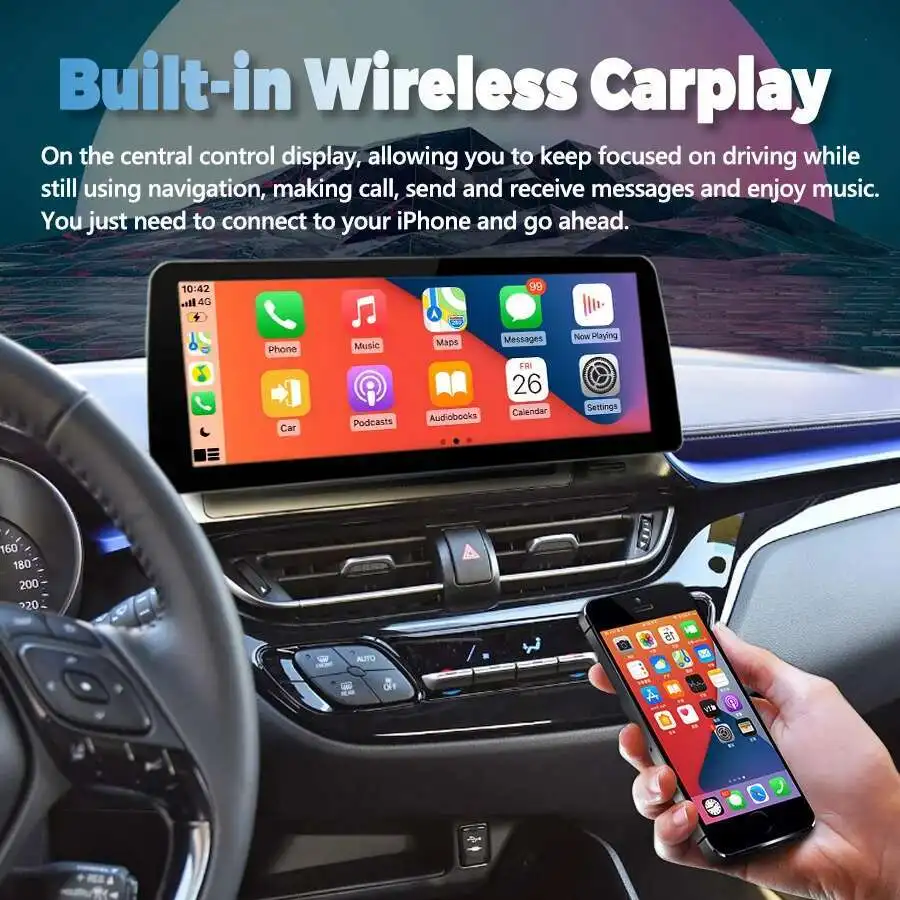 12.3''  Multimedia Carplay Head Unit 128GB Wide Screen  Car Video Player 2Din Radio Stereo For Toyota CHR 2016-2021 Android 14