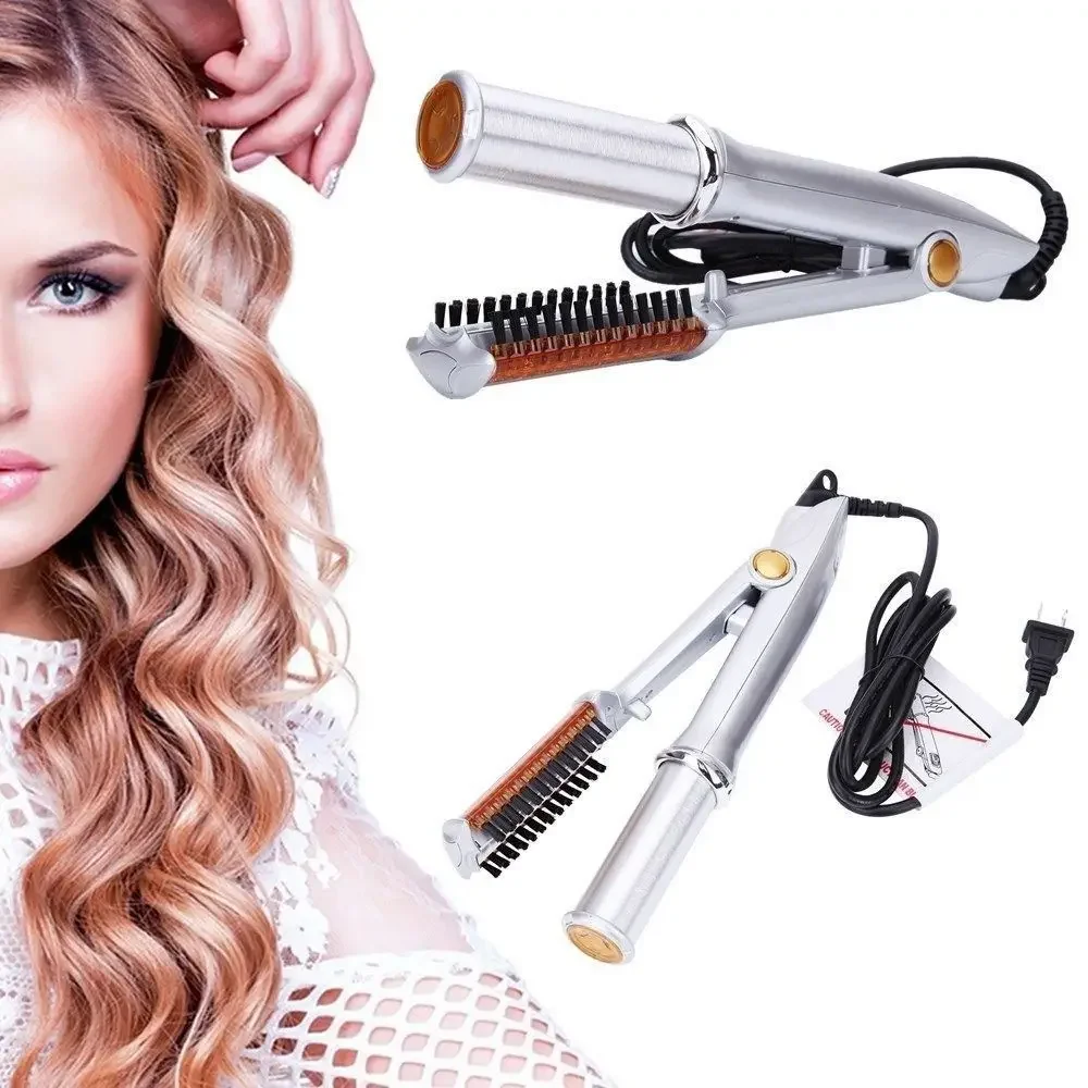 Professional Hairs Curler Straighter Rotating Hair Brush Curler Styler Hair Styling Tools Curling Iron Straighting Brush 2 In 1