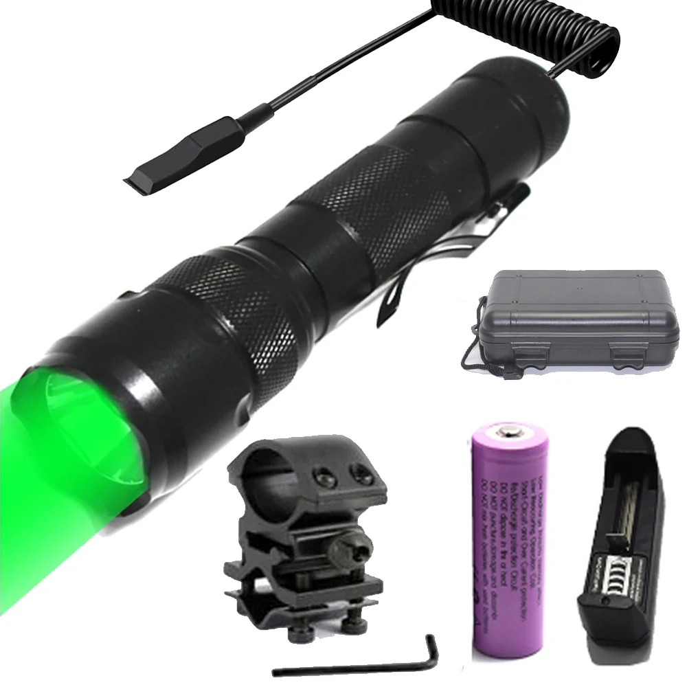 502B Super Bright LED Tactical Flashlight White/Green/Red Hunting Rifle Lantern Predator Handheld Torch Waterproof Light Lamp