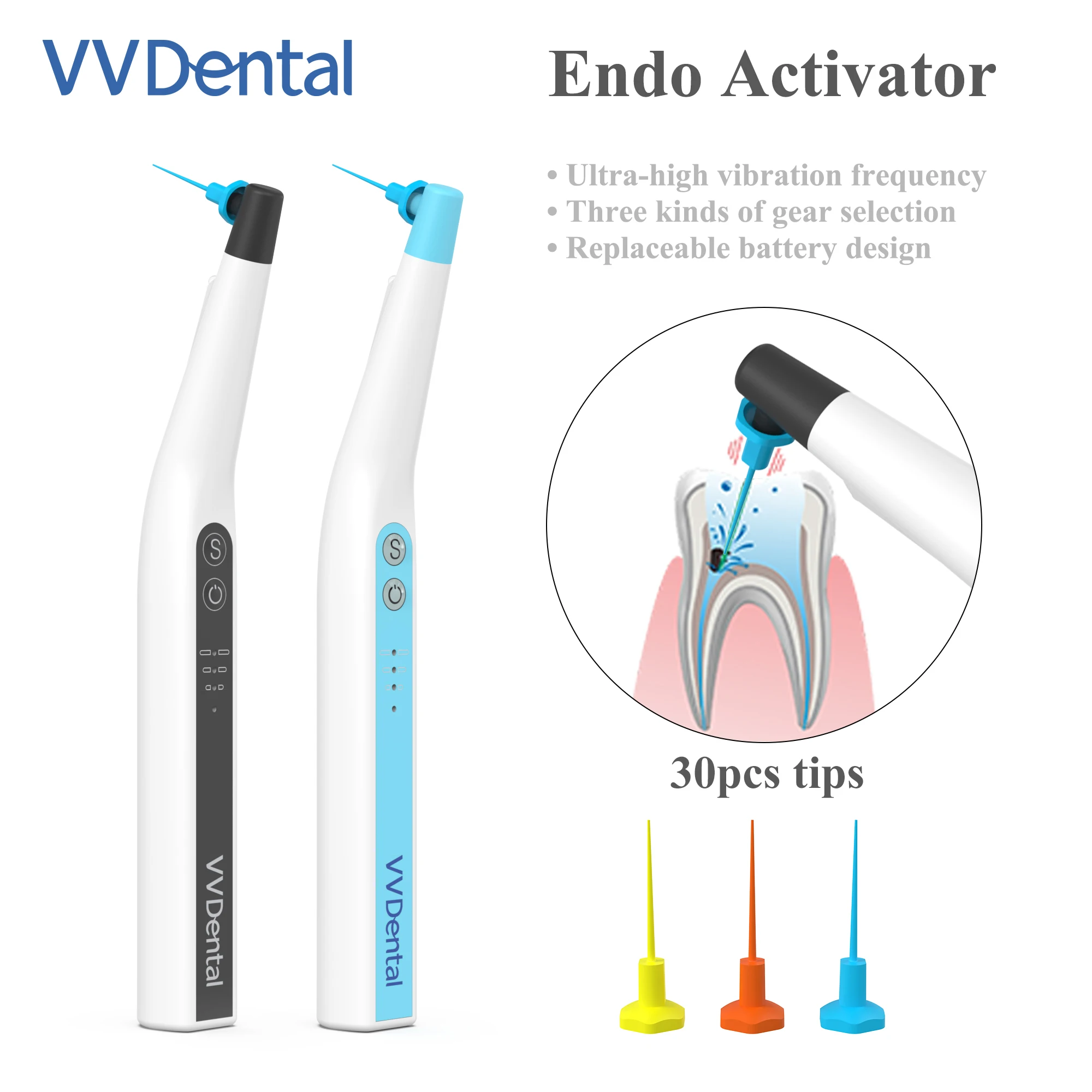 Dental Endo Activator Root Canal Sonic Irrigator With 60 Pcs Endo Tips Endodontic Cleaning Instrument Professional Dentistry