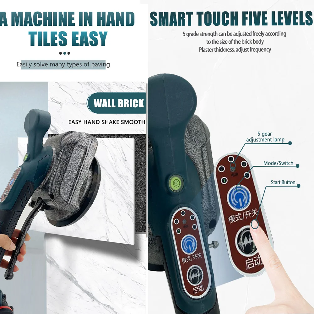 21V Tile Tiling Machine Cordless Tiles Laying Vibrating Enlarged Suction Cup Wall Floor Tile Paving Device Not Included Battery