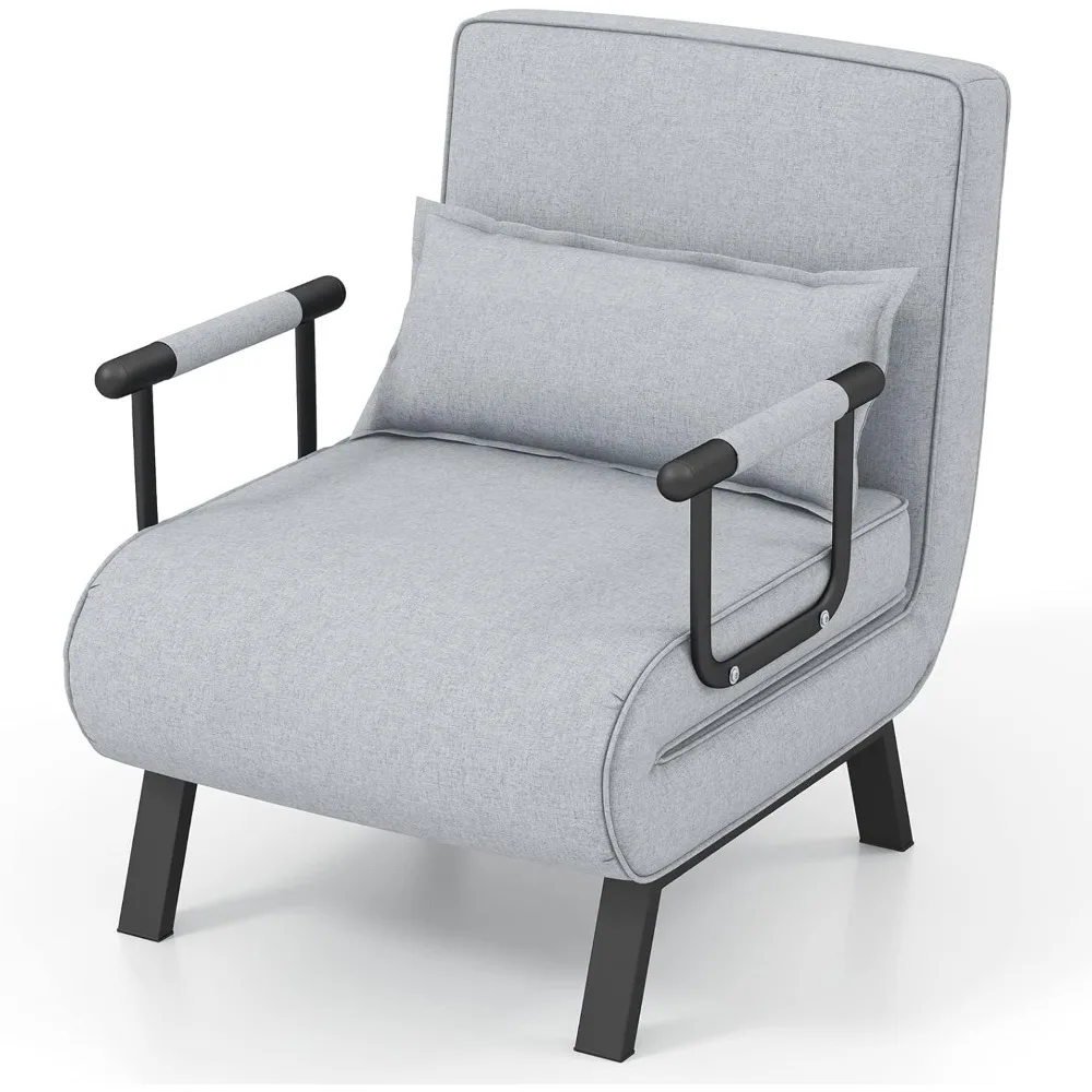 

Convertible Sleeper Chair Bed, 4-in-1 Folding Sofa Bed with 6-Position Adjustable Backrest, Upholstered Chaise Lounge with Remo