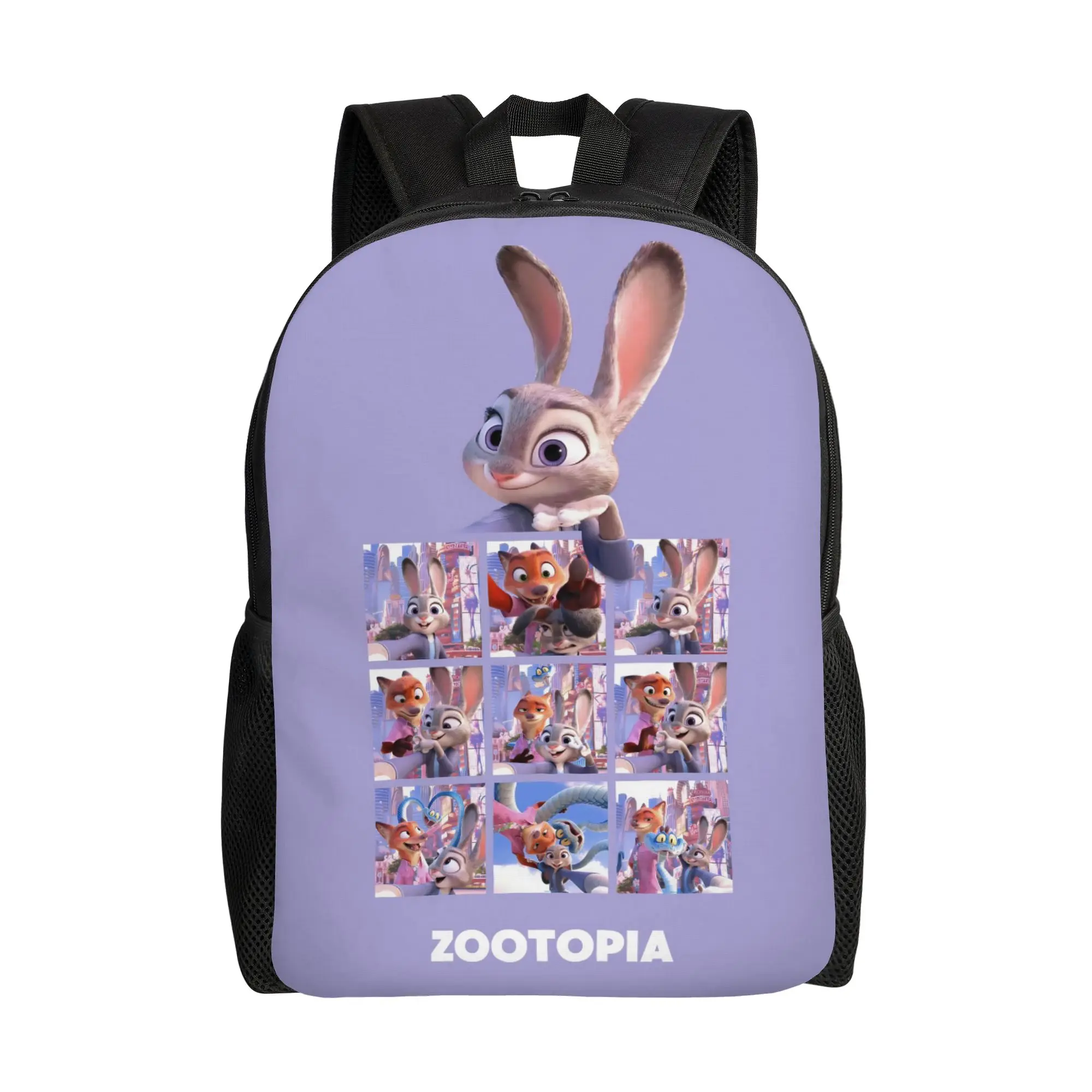 

back to school Backpack Disney Zootopia 2 Daypack Purple Judy police officer nine grid Solid Journey Large Capacity Rucksack