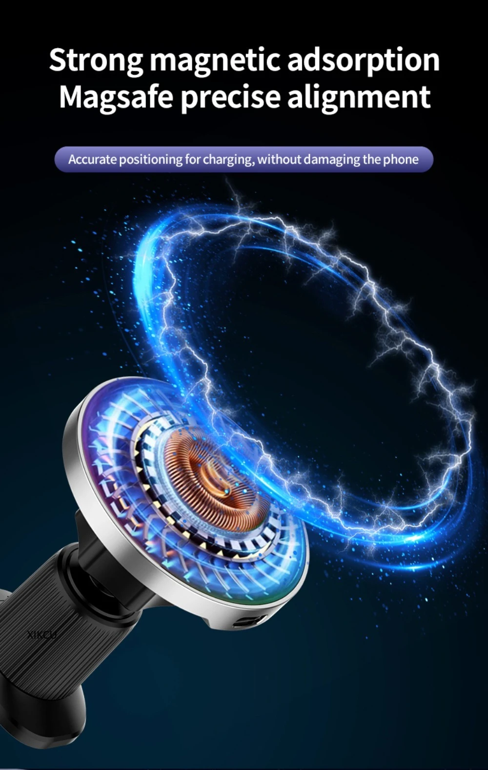 차량용 마그네틱 무선 충전기 GPS 에어벤트 폰 홀더 스탠드 마그세이프 아이폰 17 16 15 14 13 12 프로 맥스 고속 충전 스테이션