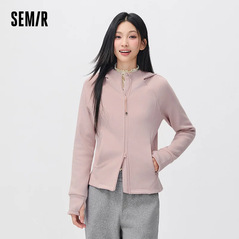 Semir Women Winter Jacket Panel Design Slim Fit Fleece Lined Hooded Raglan Sleeve Thumbhole Sport Style 2026 New