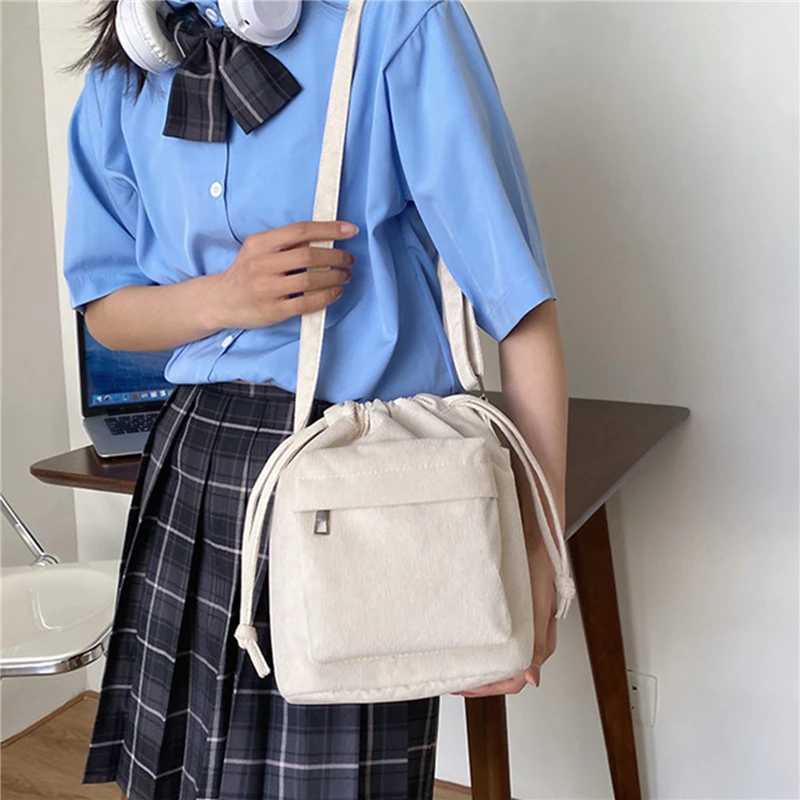 Personality Women Crossbody Bag Y2K Style Large Capacity Couple Shoulder Bag New Casual Nylon Tote Bag Luxury Drawstring Handbag