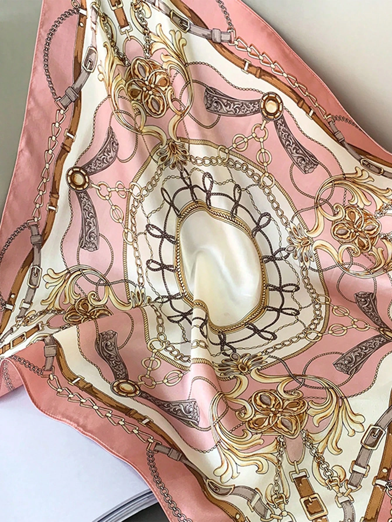 Satin Square Scarf Women Paisley Hijab Elegant 2026 Print Silk Neckerchief Shawl Wraps Headband Handle Hair Accessories Bandana - view 6