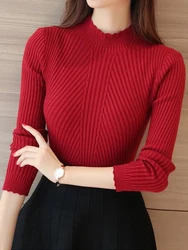 Original Sweater Polyester Ruffles No Mock Neck Knit Standard Pullovers Women's Clothing Sales 729581972933 Markdown Sale