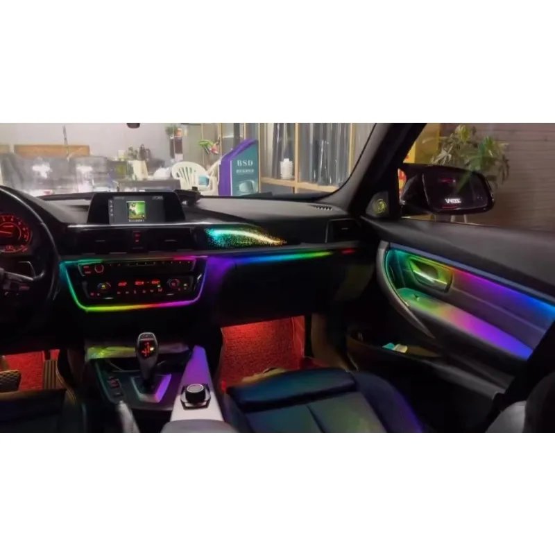 

Модель окружающего освещения Piano Black Starry Sky (гальванические детали) динамическая радужная симфония для BMW 3 серии (2012-2019)