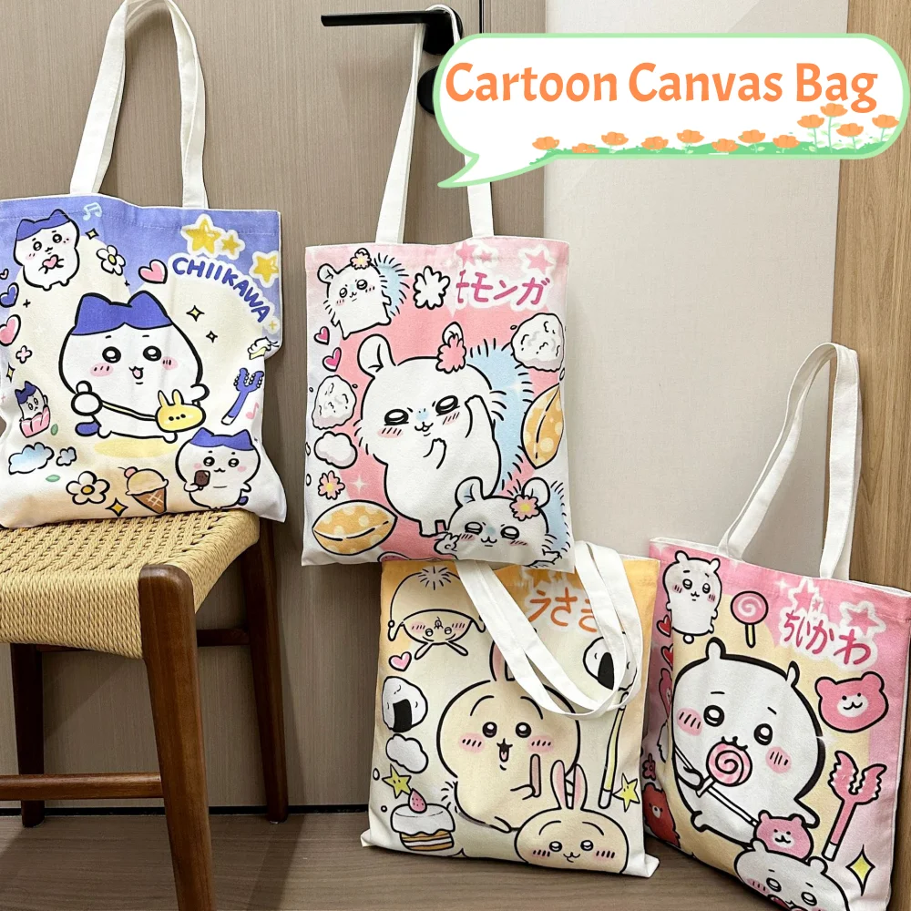 

Chiikawa Hachiware Canvas Bag Cartoon Usagii Portable Women Light Large Capacity Shopping Shoulder Bags Girls Birthday Gifts