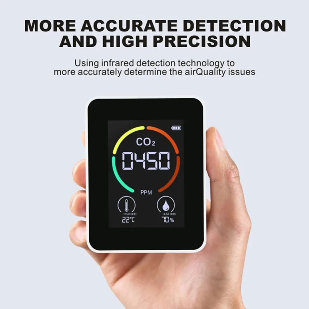 

3 in 1 Air Quality Detector LCD Display 400-5000PPM Carbon Dioxide Detector Smart Real-Time Monitoring Air Quality Monitor