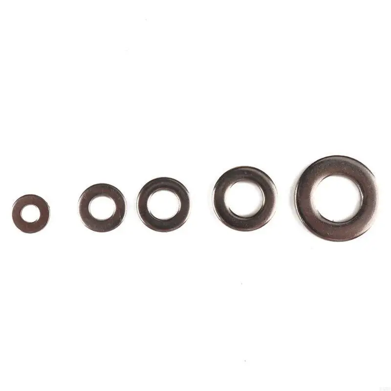 D5BE 460PCS Stainless Steel Flat Washer Lock Washer Assortment Set (Size Included: M6 Flat Washer Plain Gasket