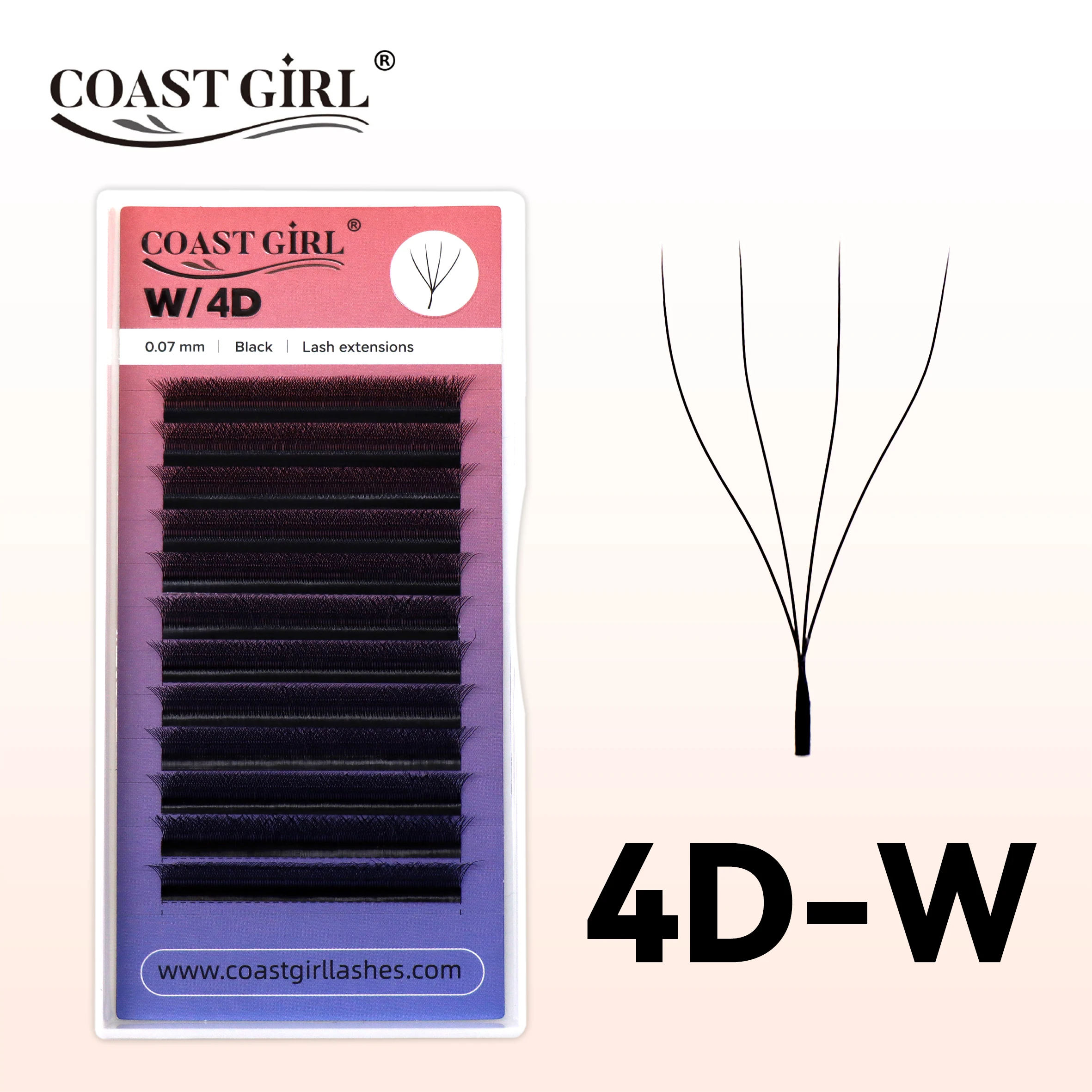 COAST GIRL 4DW Shape Eyelashes Extensions 0.07mm C/D Curl 8-15mm 4D Natural Soft Handmade Premade Fans Faux Mink False Eyelashes