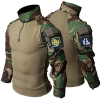 Tactical T-Shirts Airsoft Tactic Army Combat Shirt Paintball Breathable Military Army CP Camo Zipper Long Sleeve Hunting Clothes