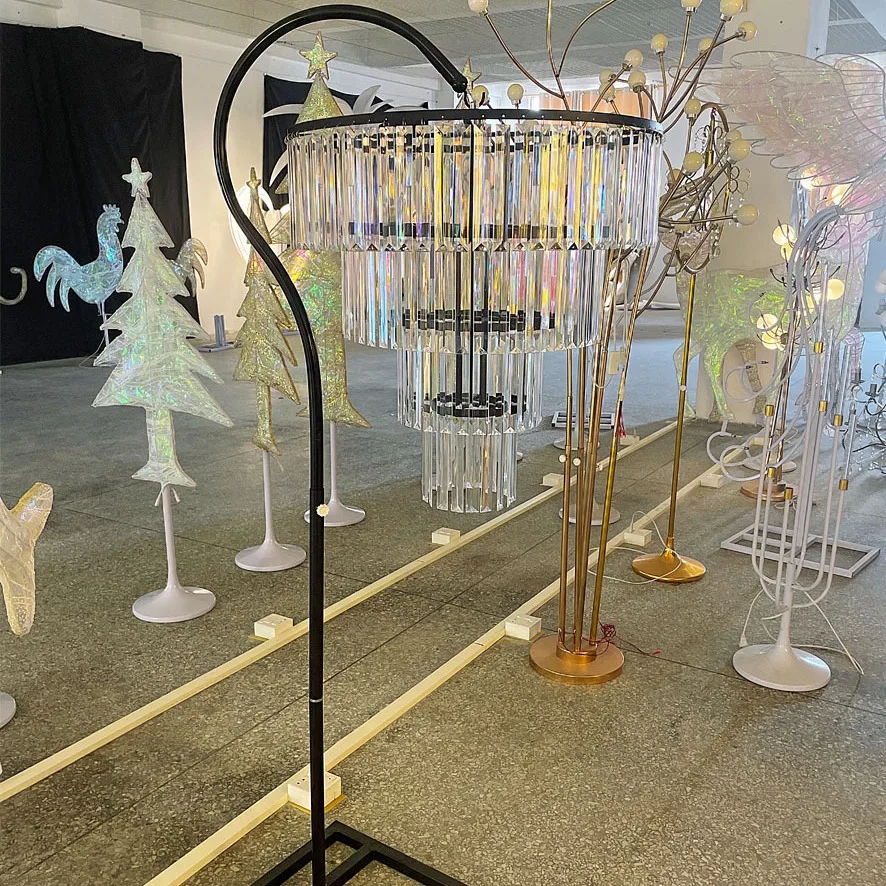 

Luxury Wedding Table Centerpiece Props , Acrylic Crystal Ice Strip Pendant,T-stage Ceiling Road Lead Hanging Rack Decoration 8