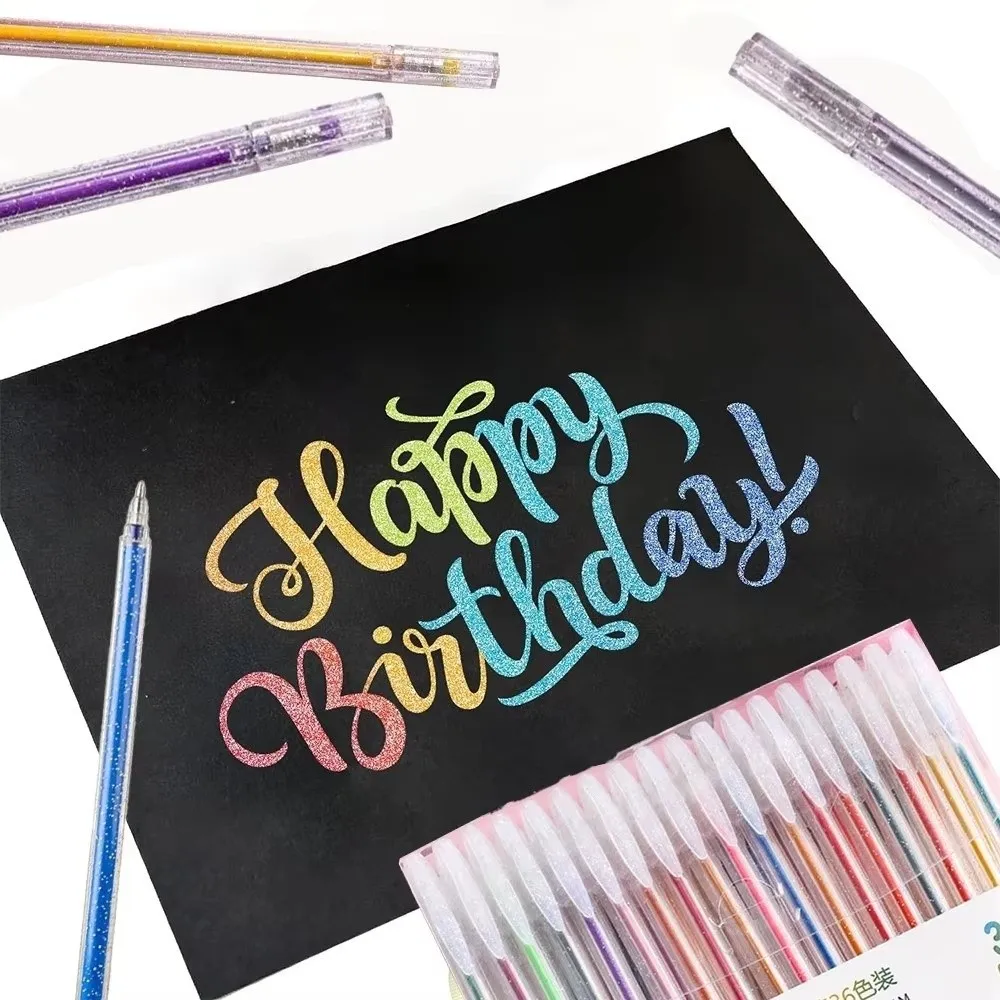 8-60pcs Glitter Ink Glitter Gel Pens Multicolor Fine Tip Gel Ink Pens Translucent Barrel Smooth Writing Coloring Pens